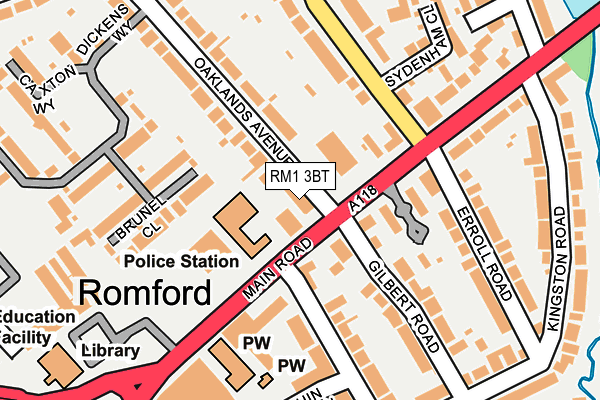 RM1 3BT map - OS OpenMap – Local (Ordnance Survey)