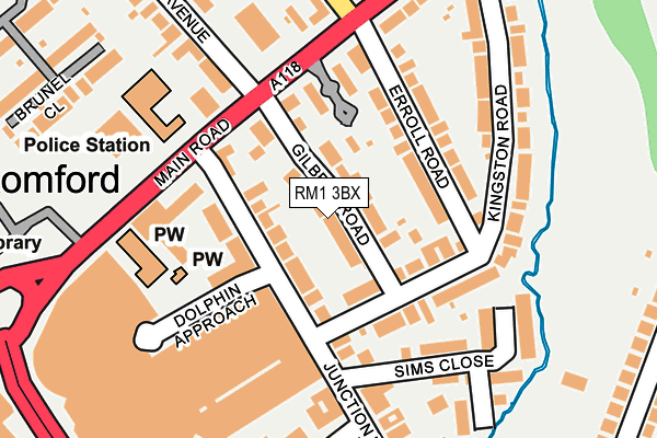 RM1 3BX map - OS OpenMap – Local (Ordnance Survey)