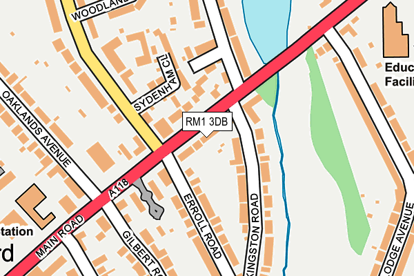 RM1 3DB map - OS OpenMap – Local (Ordnance Survey)