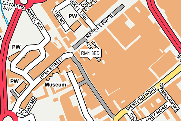 RM1 3ED map - OS OpenMap – Local (Ordnance Survey)