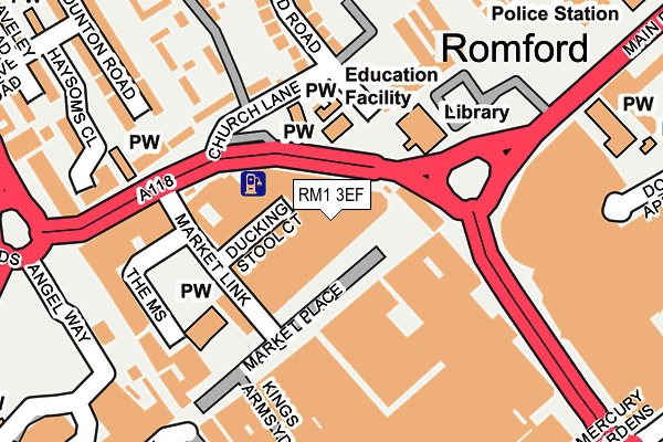 RM1 3EF map - OS OpenMap – Local (Ordnance Survey)