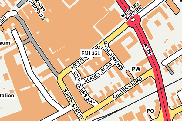 RM1 3GL map - OS OpenMap – Local (Ordnance Survey)