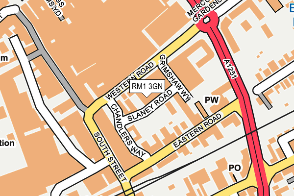 RM1 3GN map - OS OpenMap – Local (Ordnance Survey)