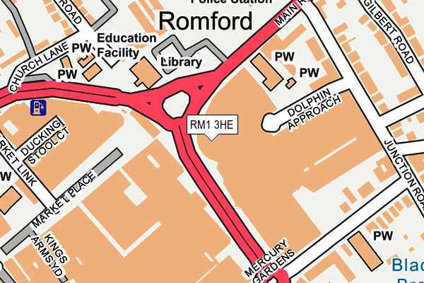 RM1 3HE map - OS OpenMap – Local (Ordnance Survey)