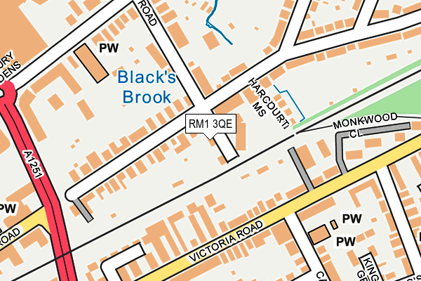 RM1 3QE map - OS OpenMap – Local (Ordnance Survey)