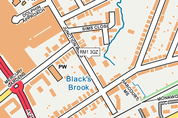 RM1 3QZ map - OS OpenMap – Local (Ordnance Survey)