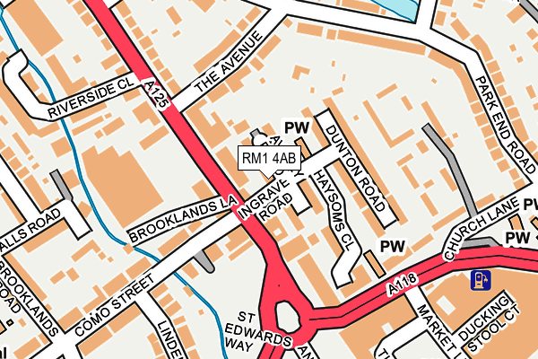 RM1 4AB map - OS OpenMap – Local (Ordnance Survey)