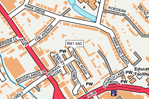 RM1 4AD map - OS OpenMap – Local (Ordnance Survey)