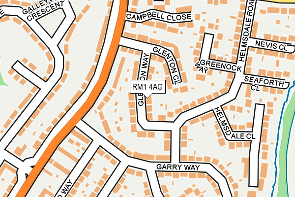 RM1 4AG map - OS OpenMap – Local (Ordnance Survey)
