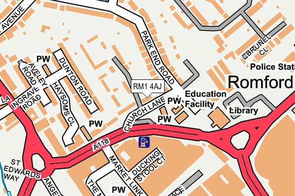 RM1 4AJ map - OS OpenMap – Local (Ordnance Survey)