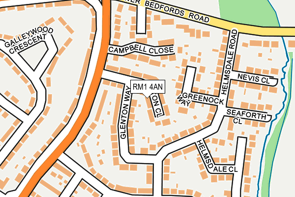 RM1 4AN map - OS OpenMap – Local (Ordnance Survey)