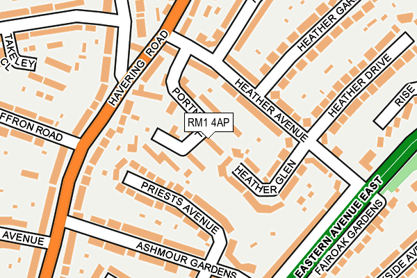 RM1 4AP map - OS OpenMap – Local (Ordnance Survey)