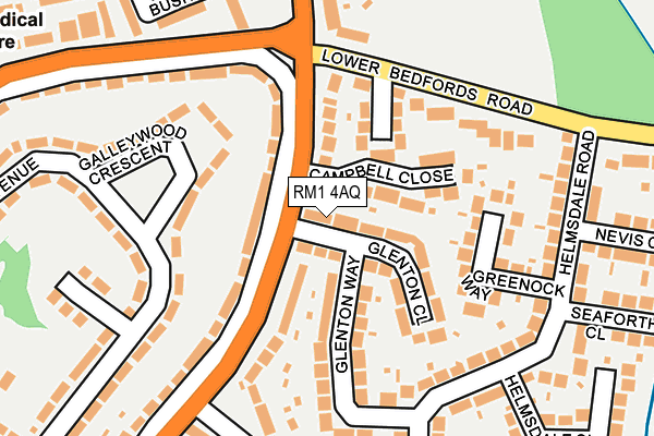 RM1 4AQ map - OS OpenMap – Local (Ordnance Survey)