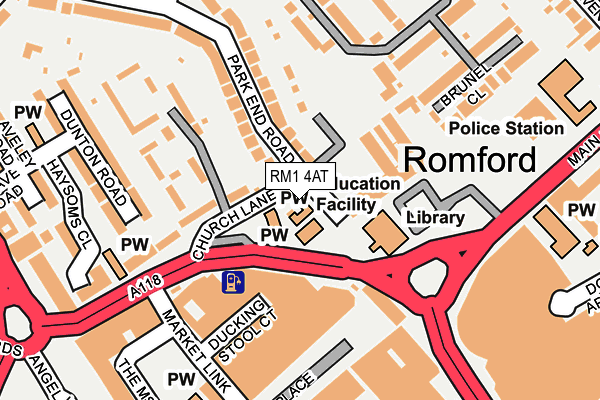 RM1 4AT map - OS OpenMap – Local (Ordnance Survey)