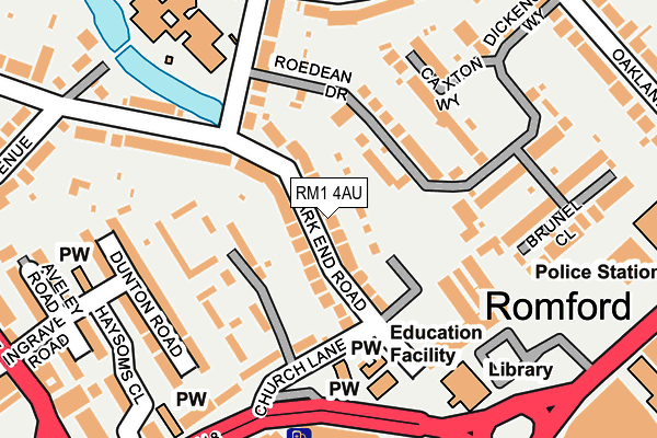 RM1 4AU map - OS OpenMap – Local (Ordnance Survey)