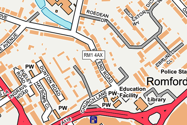 RM1 4AX map - OS OpenMap – Local (Ordnance Survey)