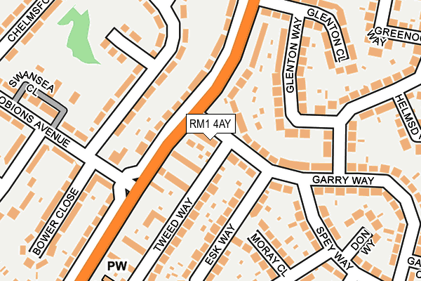 RM1 4AY map - OS OpenMap – Local (Ordnance Survey)
