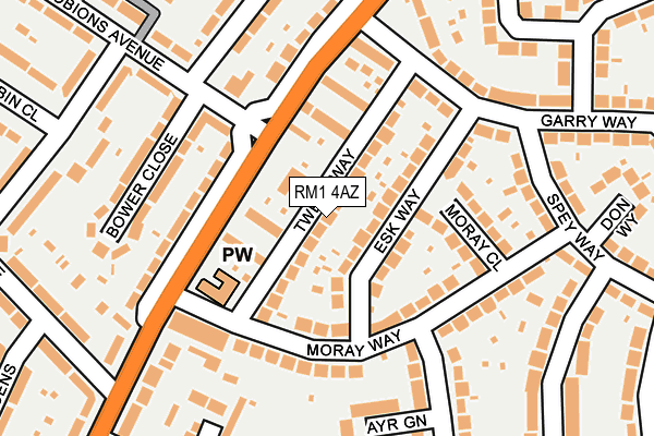 RM1 4AZ map - OS OpenMap – Local (Ordnance Survey)