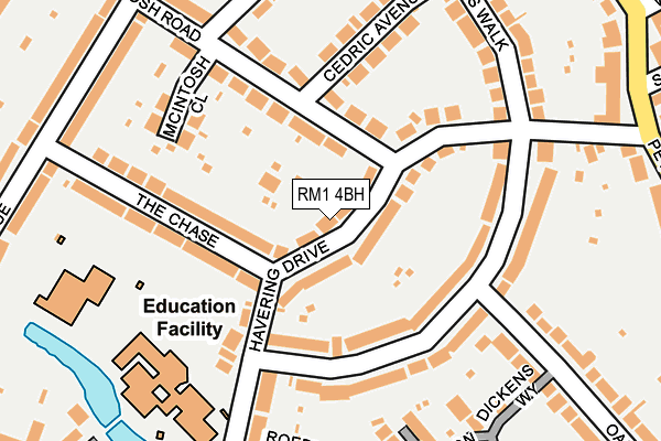 RM1 4BH map - OS OpenMap – Local (Ordnance Survey)