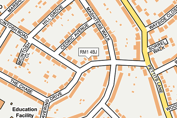 RM1 4BJ map - OS OpenMap – Local (Ordnance Survey)