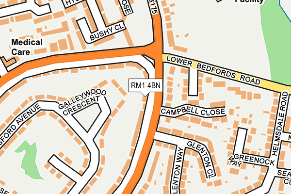 RM1 4BN map - OS OpenMap – Local (Ordnance Survey)