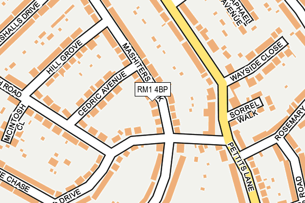 RM1 4BP map - OS OpenMap – Local (Ordnance Survey)