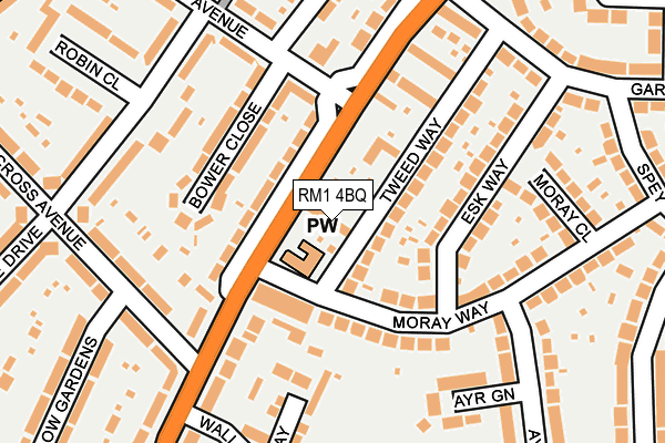 RM1 4BQ map - OS OpenMap – Local (Ordnance Survey)