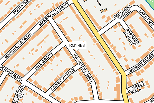 RM1 4BS map - OS OpenMap – Local (Ordnance Survey)