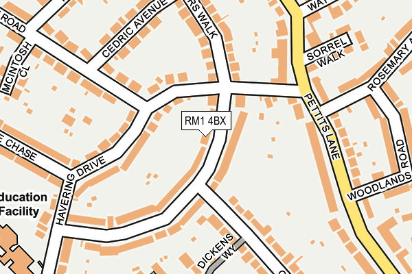 RM1 4BX map - OS OpenMap – Local (Ordnance Survey)