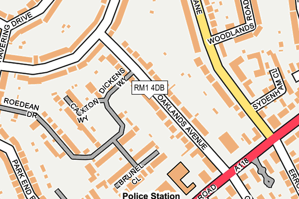 RM1 4DB map - OS OpenMap – Local (Ordnance Survey)
