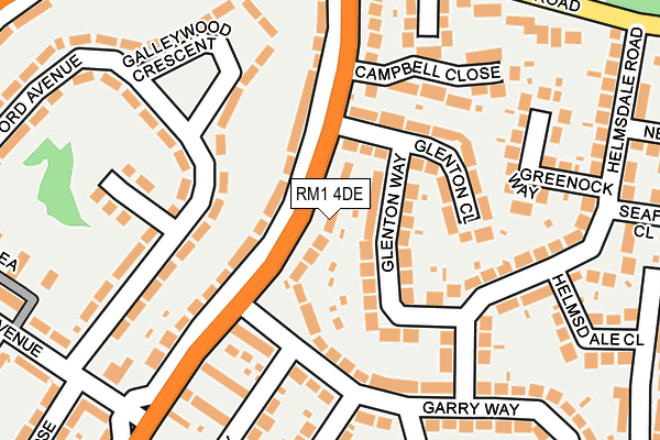 RM1 4DE map - OS OpenMap – Local (Ordnance Survey)