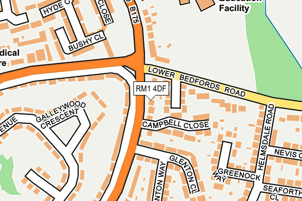 RM1 4DF map - OS OpenMap – Local (Ordnance Survey)