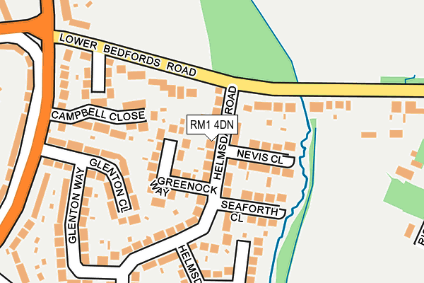 RM1 4DN map - OS OpenMap – Local (Ordnance Survey)
