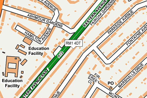 RM1 4DT map - OS OpenMap – Local (Ordnance Survey)