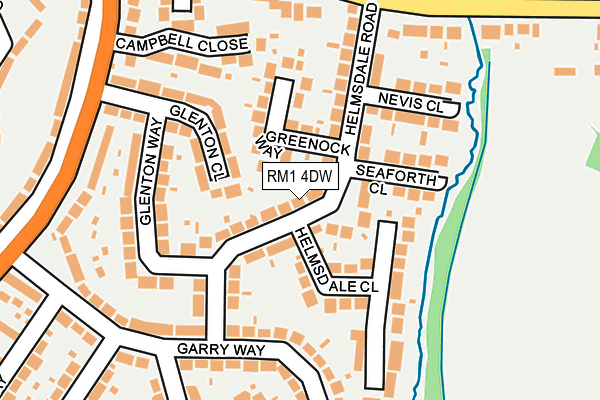 RM1 4DW map - OS OpenMap – Local (Ordnance Survey)