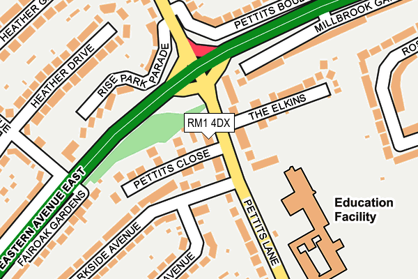 RM1 4DX map - OS OpenMap – Local (Ordnance Survey)