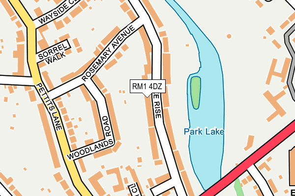 RM1 4DZ map - OS OpenMap – Local (Ordnance Survey)