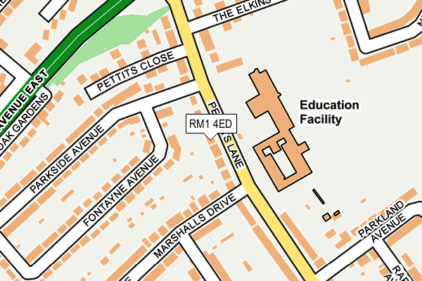 RM1 4ED map - OS OpenMap – Local (Ordnance Survey)