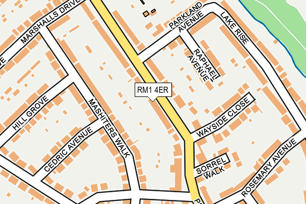 RM1 4ER map - OS OpenMap – Local (Ordnance Survey)