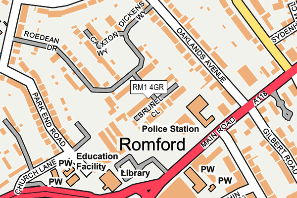 RM1 4GR map - OS OpenMap – Local (Ordnance Survey)