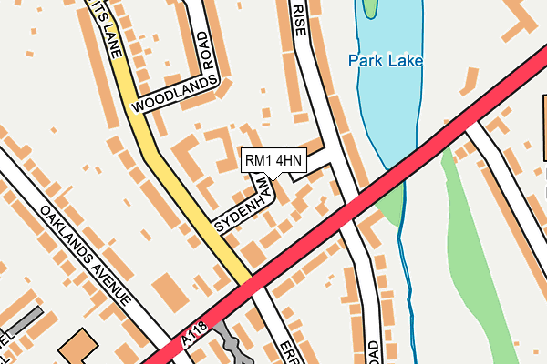 RM1 4HN map - OS OpenMap – Local (Ordnance Survey)