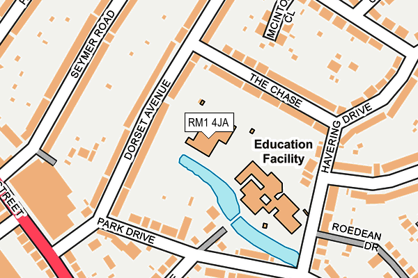 RM1 4JA map - OS OpenMap – Local (Ordnance Survey)