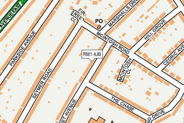 RM1 4JB map - OS OpenMap – Local (Ordnance Survey)