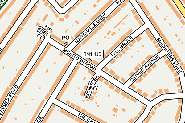 RM1 4JD map - OS OpenMap – Local (Ordnance Survey)