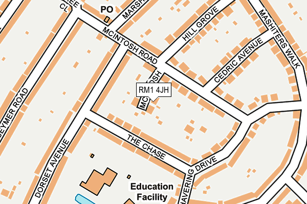 RM1 4JH map - OS OpenMap – Local (Ordnance Survey)