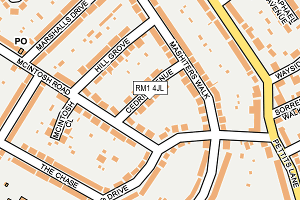 RM1 4JL map - OS OpenMap – Local (Ordnance Survey)