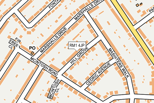 RM1 4JP map - OS OpenMap – Local (Ordnance Survey)