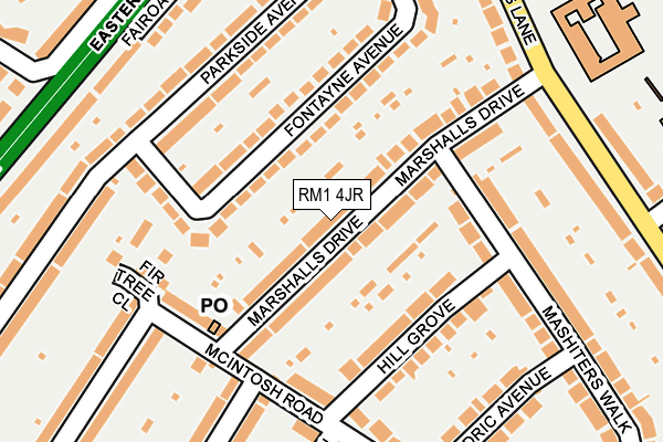 RM1 4JR map - OS OpenMap – Local (Ordnance Survey)