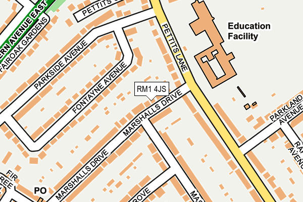 RM1 4JS map - OS OpenMap – Local (Ordnance Survey)