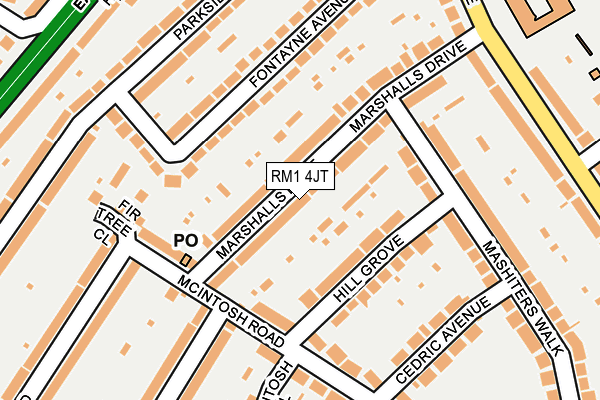 RM1 4JT map - OS OpenMap – Local (Ordnance Survey)